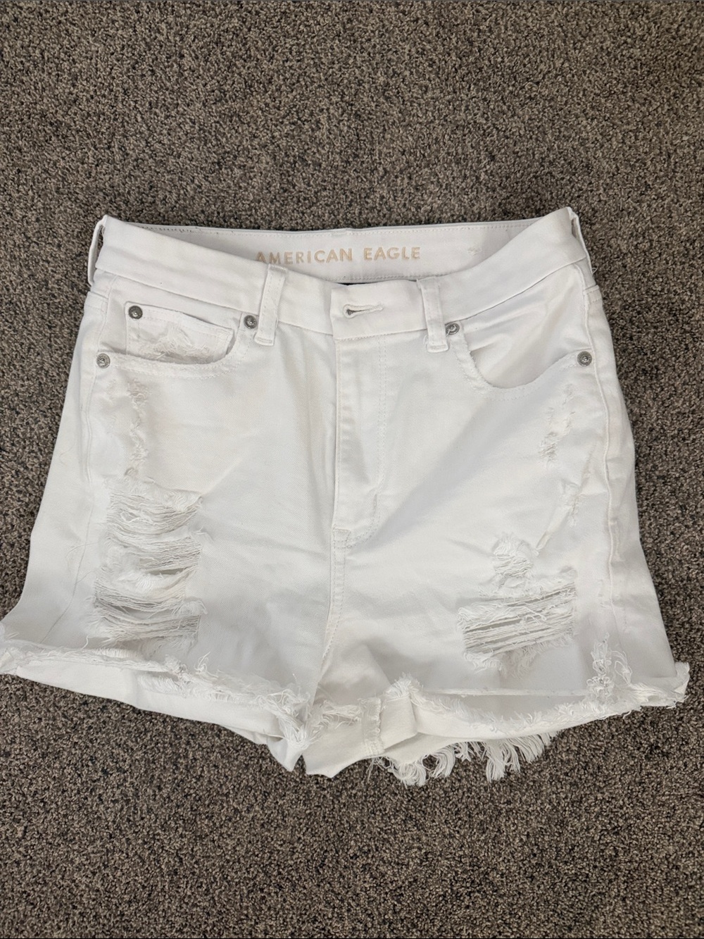 American Eagle Outfitters White Frayed Distressed Denim Shorts